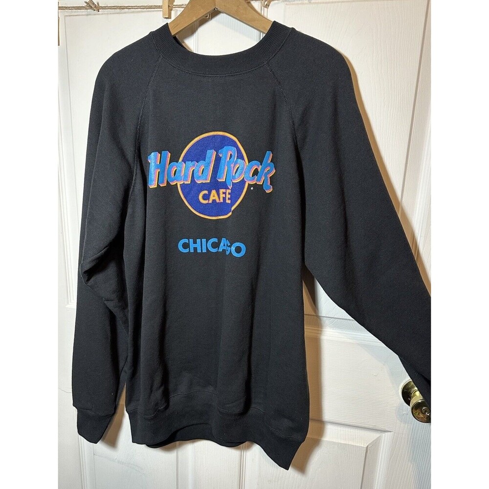Vintage Sweatshirt Hard Rock Cafe 1980's Crewneck Chicago Size (XL) Made In USA